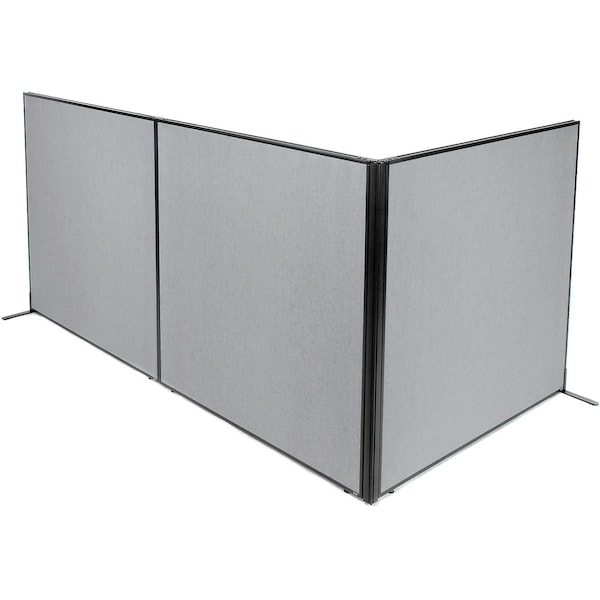 Interion By Global Industrial Interion Freestanding 3-Panel Corner Room Divider, 60-1/4inW x 60inH Panels, Gray 695120GY - main
